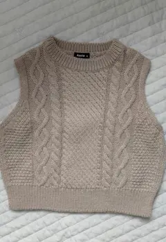 Aosta ベビーベスト M ベージュ ケーブル編み　韓国子供服