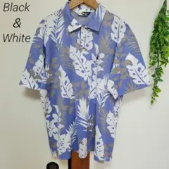Black＆White ブラックアンドホワイト ポロシャツ ボタニカル柄 LLのサムネイル