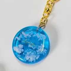 空レジン 雲レジン ラウンド キーホルダー 円形
