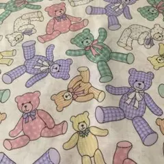 《希少!!》USAコットン パステルカラーのかわいいテディベアの生地