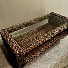 ★引き取り限定★ 札幌　アバカ素材　ガラステーブル　100cm