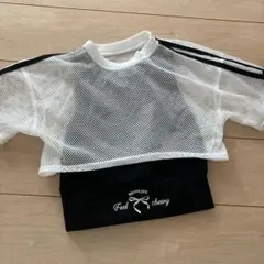 美品⭐︎メッシュ素材 トップス ホワイト/ブラック