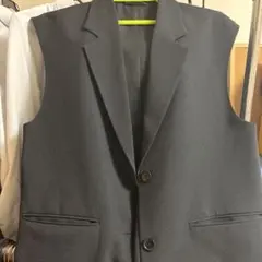 黒 ノーカラー フォーマルベスト