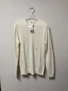 ユニクロ コットンカシミヤリブVネックセータ ーメンズMサイズ