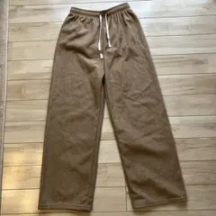 裏起毛　ワイドパンツ　コーデュロイ　ブラウンベージュ　Sサイズ
