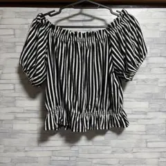 オフショルダー ストライプ トップス