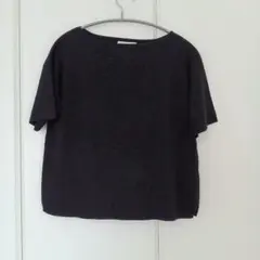 OPAQUE.CLIP 半袖ニット ブラック ボートネックのサムネイル