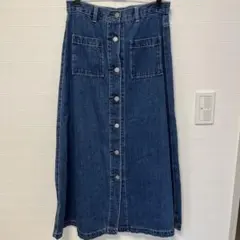 新品★GU/デニムAラインロングスカート★ユニクロ,XL