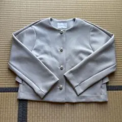 Couture Brooch ノーカラージャケット ベージュ