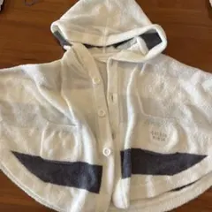 gelato pique フード付きポンチョ ホワイト/グレー