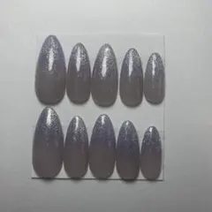 グレーとパープルのラメネイルチップ10個セット