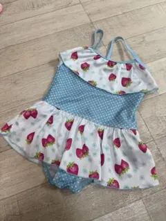 いちご柄フリル付きワンピース水着110