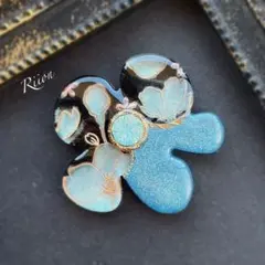 no.1178*·⑅❁﻿サクラフラワーデザインレジンヘアゴム❁*·⑅青