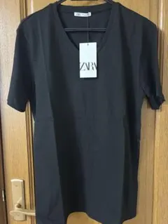 ZARA メンズ Vネック Tシャツ ブラック L