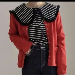 FREAK‘S STORE ボーダー　丸襟　トップス　ブラック