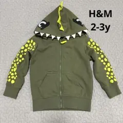 H&M 恐竜 パーカー 2-3y