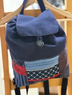 久留米絣　リュック　カバン　儀右衛門　ネイビー