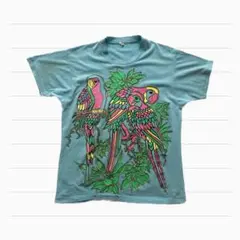 【雰囲気◎】80s スクリーンスターズ アニマルプリントTシャツ USA製 水色