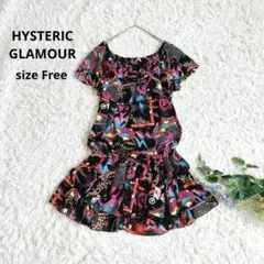 美品⁂ヒステリックグラマー⁂膝丈ワンピ チュニック　ネオン　総柄　ヒスガール