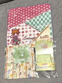 카드캡터 체리 수건 파우치 이치방쿠지 3점 세트 CLAMP 일본식 무늬