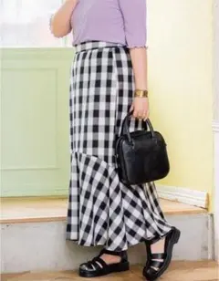 しまむら　チェック柄マーメイドスカート　大きいサイズ