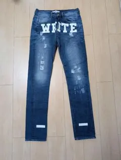 【最初期モデル】off-white デニムパンツ ダメージジーンズ オフホワイト ダメージ加工 デニムロングパンツ ジーンズ メンズ