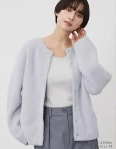 【美品】プラステ　ラメフェザーヤーン2WAYカーディガン　S　03　グレー