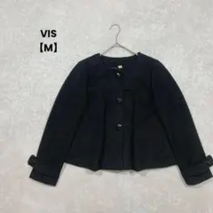 VIS/ノーカラージャケット/M/黒/立体素材/きれいめ/大人可愛いのサムネイル
