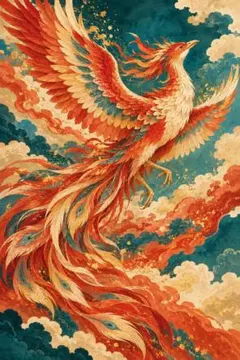 朱色の不死鳥 金彩和風アート アートポスター インテリア 絵画 壁掛け おしゃれ