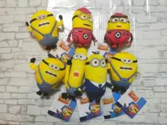 新品 ミニオン 超変身 ピットクルー マスコット ぬいぐるみ 7点セット