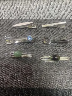 ネクタイピン 6個セット 天然石装飾付き