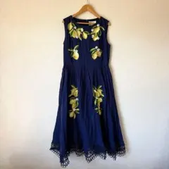 チェスティ レモン柄　ノースリーブワンピース