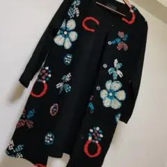 TRUBE（トゥルベ） リブ切替 フロッキー柄 圧縮ウール コート(おまけ付き)