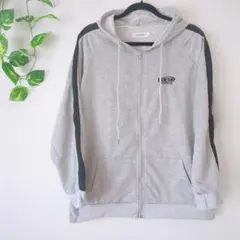 【新品】ライン入りパーカー　グレー　オーバーサイズ　XL ユニセックス
