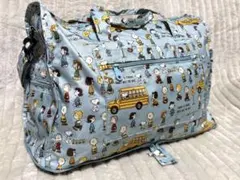 Snoopy & Friends ボストンバッグ 折りたたみ 旅行用　ブルー