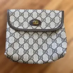 美品✨Gucci グッチ ポーチ GGスプリーム オーバル金具 70s レザー 