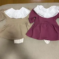 petit main フリル付きロンパース 80サイズ 2色セット