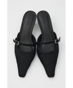 新品未使用タグ付き☆MOUSSY　STRAP POINTED ミュール　ブラックのサムネイル