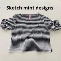 Sketch mint designs ボーダー　半袖 ワンポイント刺繍のサムネイル