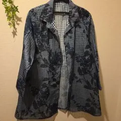 カットソー GRAM PUS 総レース 袖無し 日本製 花柄 ブラウス ネイビー 