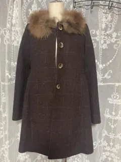 Harris Tweed フォックス付きブラウンコートのサムネイル