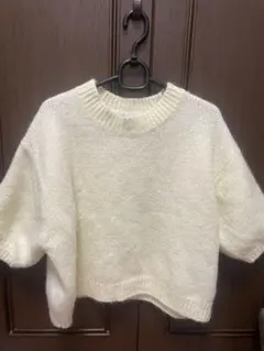 ZARA アイボリー 半袖ニットセーター