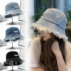 デニムフリンジバケットハット