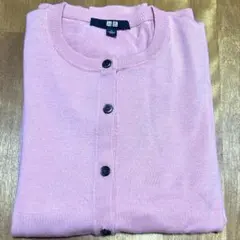 UNIQLO レディース クルーネックカーディガン ピンク Lのサムネイル
