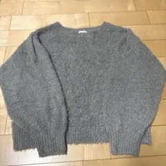 最終値下げ★GU ジーユーシャギーニットグレーゆったり 袖ボリューム XXL