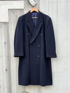 ダブルチェスターコート　カシミヤ混　濃紺　Lイズ