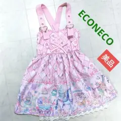 ECONECO　美品　ワンピースドレス　100　ピンク色　リボン　花柄　動物のサムネイル