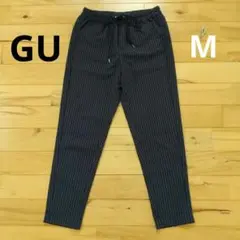 GU　イージーパンツ　ストライプ　Mサイズ　ネイビー　ウエスト総ゴム　調整紐あり