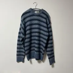 青 ボーダーニット 古着のサムネイル