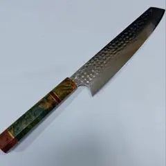 魚捌き 剣型 槌目 VG10 牛刀 67層ダマスカス 鏡面 包丁 ウッドレジン柄